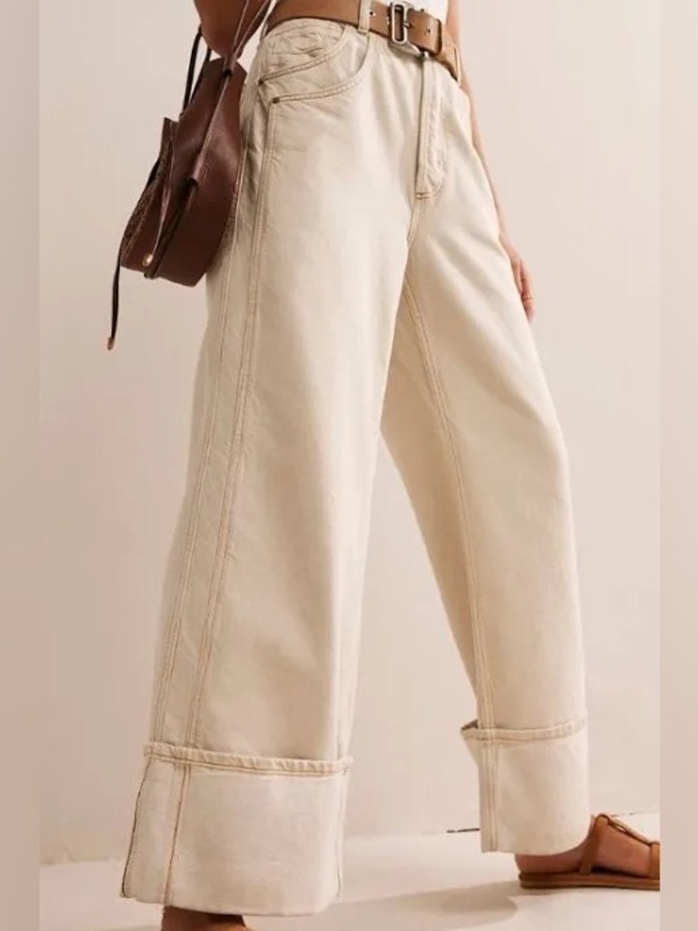 We The Free Wide-Leg High-Rise Jeans in Cream